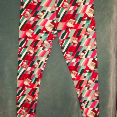 Size Tall & Curvy Lularoe Santa Claus leggings Waist 30-50